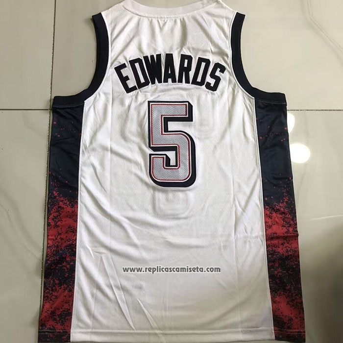 Camiseta USA 2024 Anthony Edwards #5 Blanco